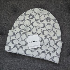 Coach Gray and White Beanie